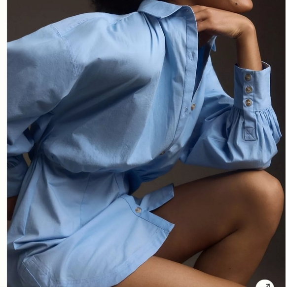 Maeve Long Sleeve Poplin Mini Shirt Dress - Picture 3 of 13